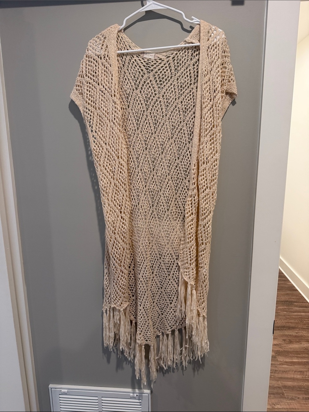 Altar'd State Cream Crochet Fringe Duster